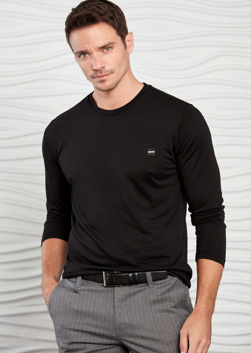 Black Dressy Long Sleeve Tee