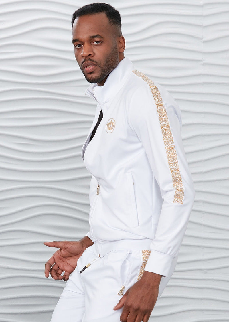 White Gold Crown Embroidery 2-pieces Tracksuit