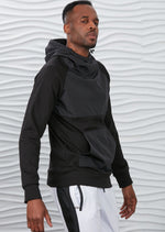 Black Nylon Double Knit Hoodie