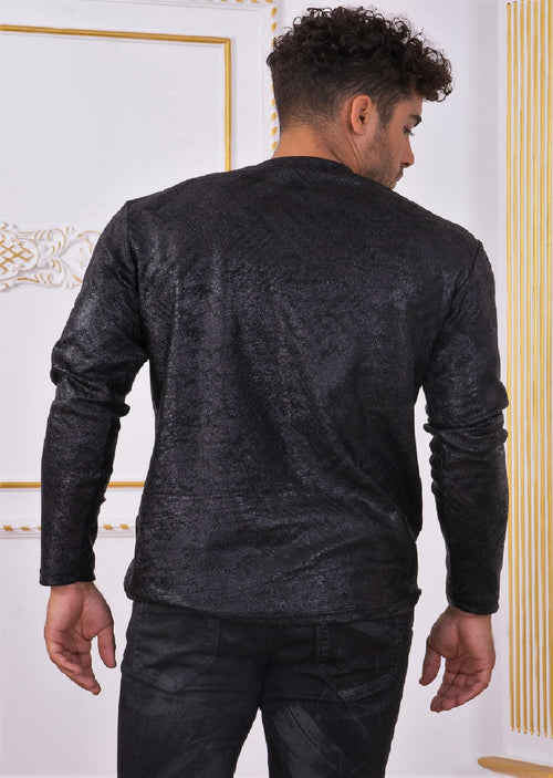 Black Waxed "Brushstroke" Sweater