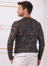 Gray Gold "Words" Sweater