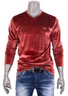 Berry Red "Night Watch" Velour Sweater