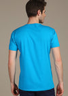 Blue Luxury Cotton V-neck Tee