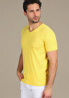 Yellow Luxury Cotton V-neck Tee