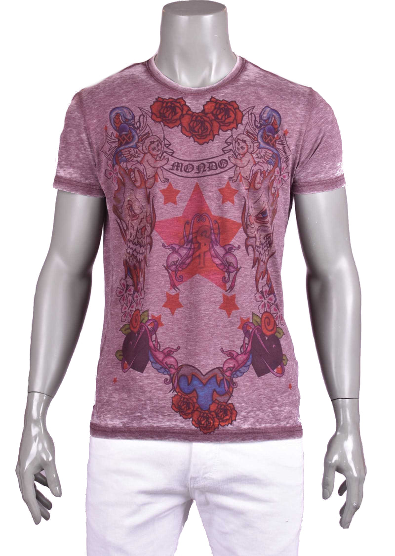 Burgundy Burnout Roses & Angels Tee