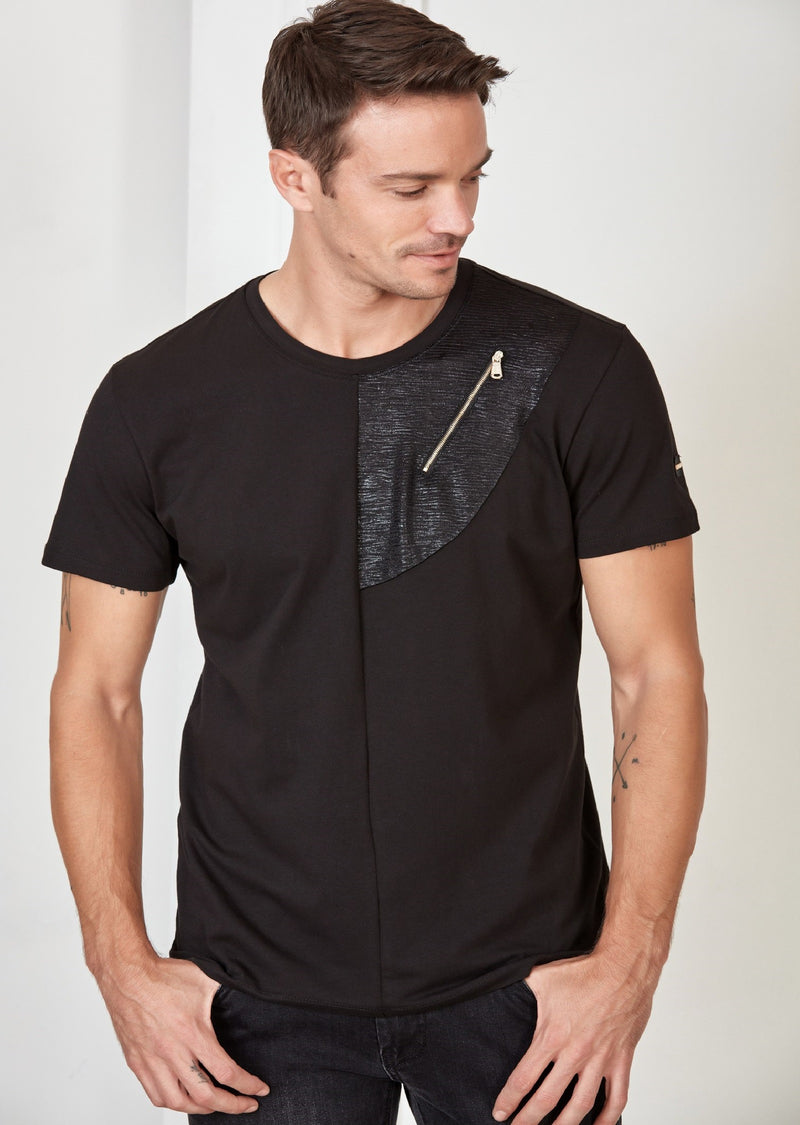 Black Gold Zipper Detailed Tee