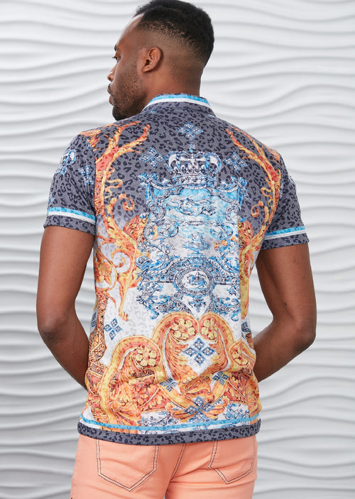 Blue Gold "Florence" Print Polo