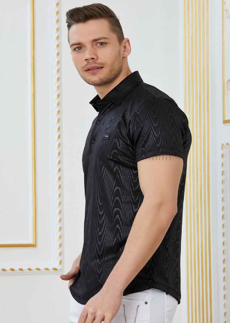 Black "Wave" Spandex Polo