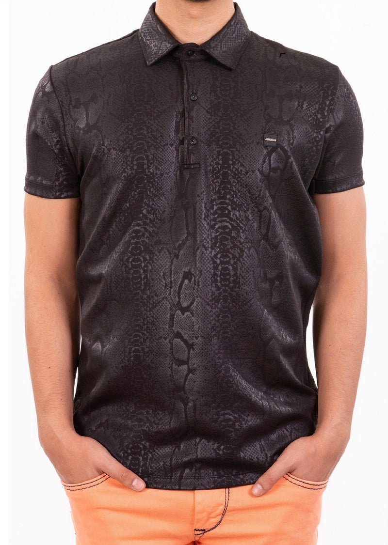 Black "Snakeskin" Spandex Polo