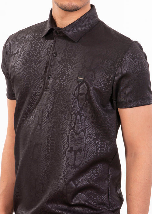 Black "Snakeskin" Spandex Polo