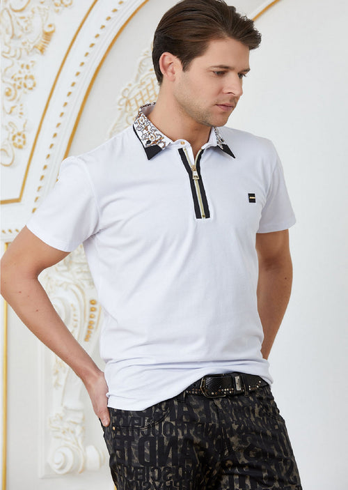 White Gold Double Collar Polo