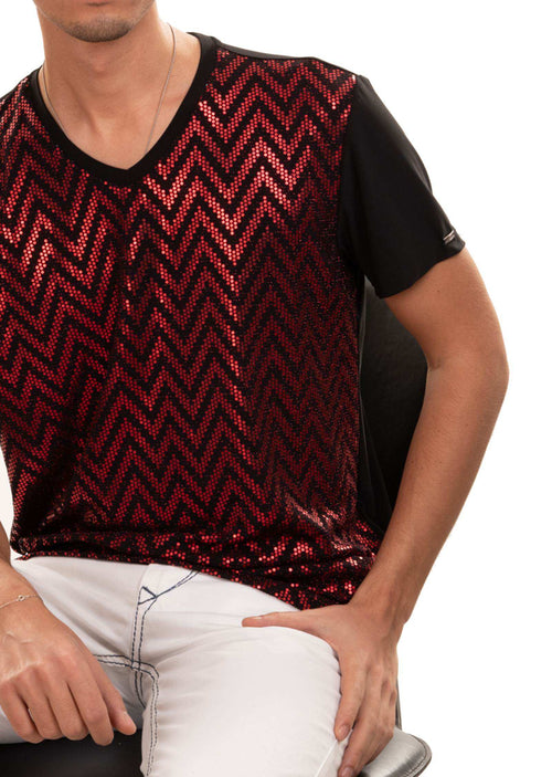 Black Red  Zigzag Tech Tee