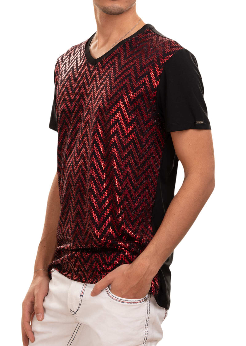 Black Red  Zigzag Tech Tee