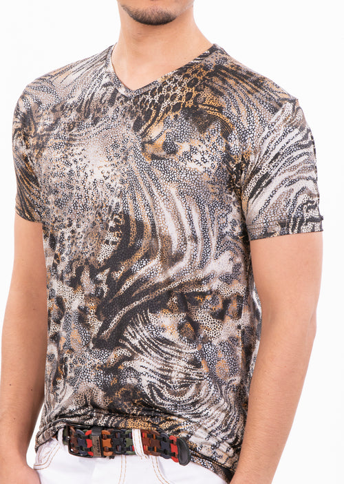 Brown Gray Snakeskin Spandex Tee