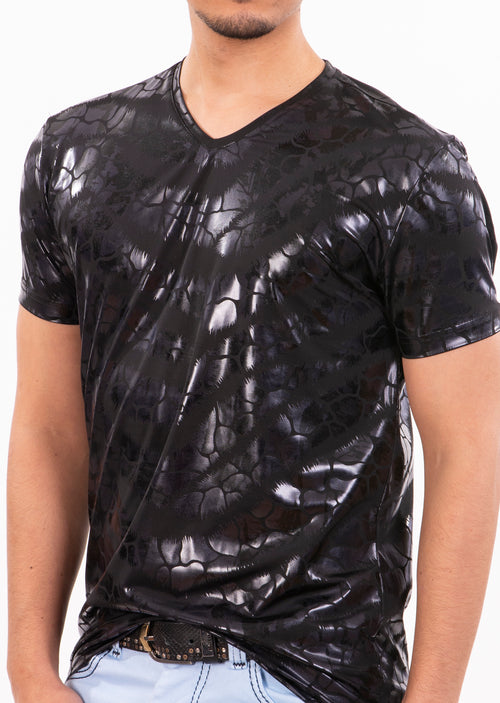 Black Alligator Spandex Print Tee