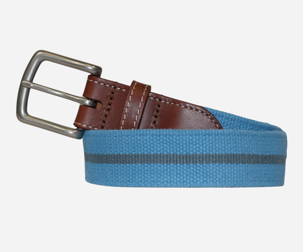 Marine Blue & Slate Stripe Belt | Embroidered Belts – JT Spencer