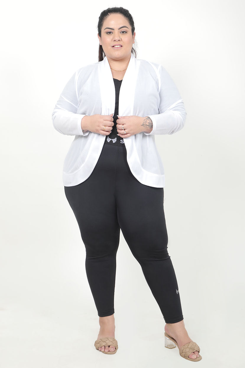 Women's White  Plus Size Loose Jacket