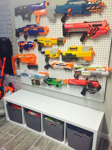 pegboard nerf gun rack