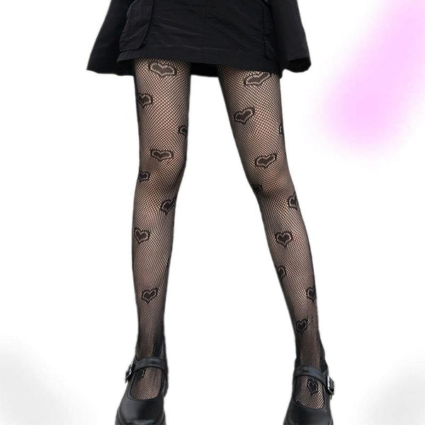 Black Hearts Gothic Tights | Goth Tights - Gothic Babe Co