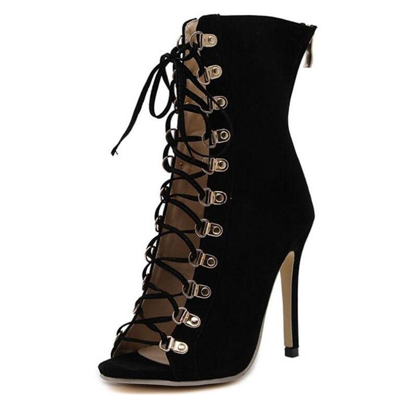 Flashy Gladiator High Heel Boots | Goth Boots - Gothic Babe Co
