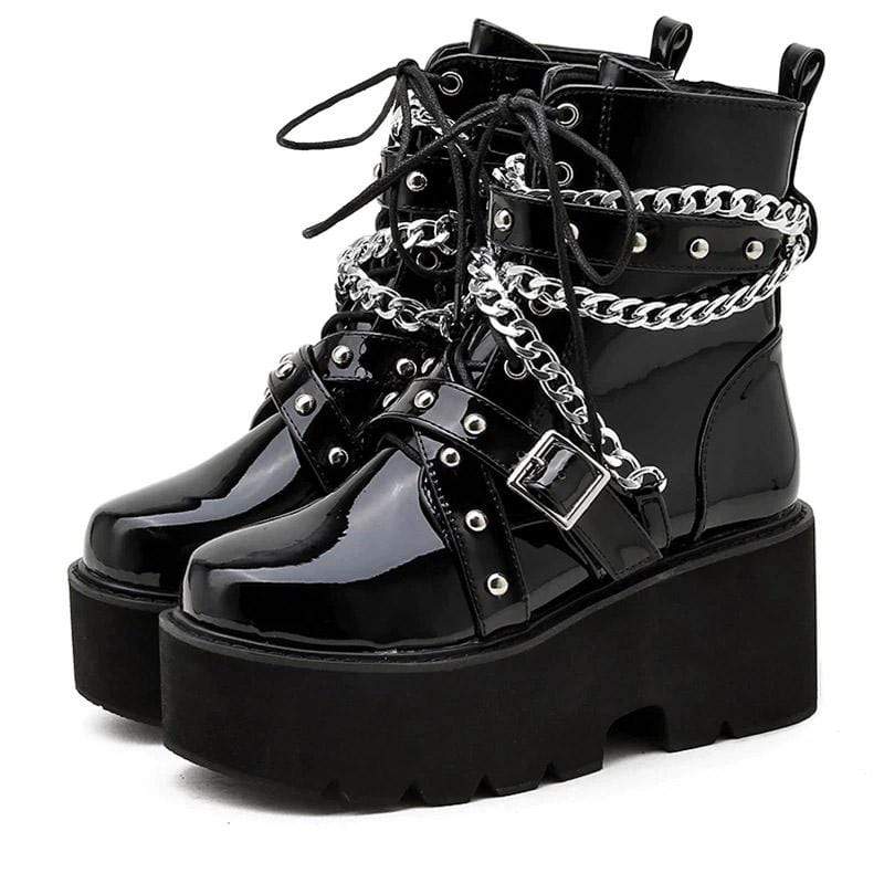 Tormented Gothic Chain Boots | Goth Boots - Gothic Babe Co