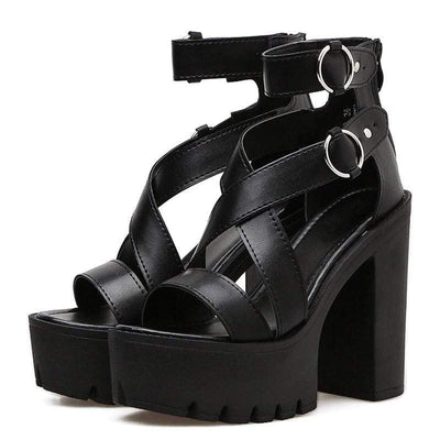 black goth sandals