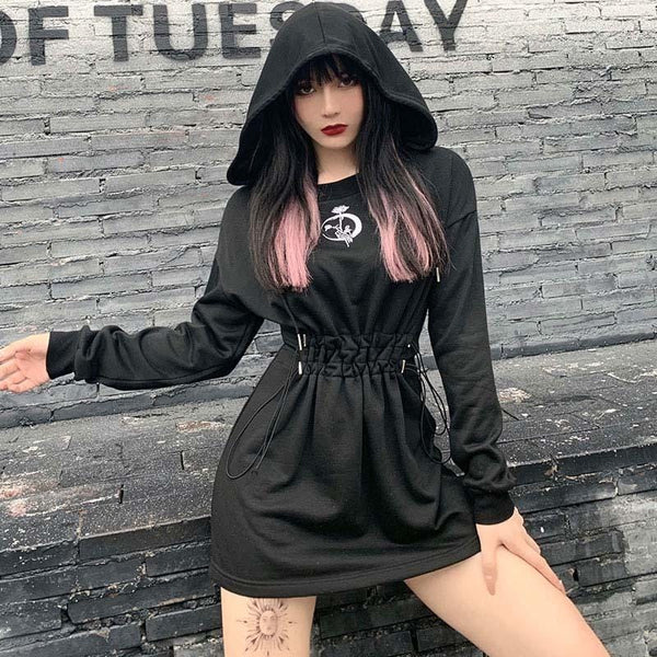 Lil Moon Flower Hoodie | Goth Hoodies - Gothic Babe Co
