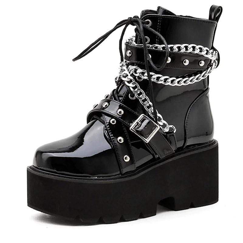 Tormented Gothic Chain Boots | Goth Boots - Gothic Babe Co