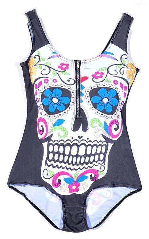 Floral Skull Swimsuit Gothic Babe Co