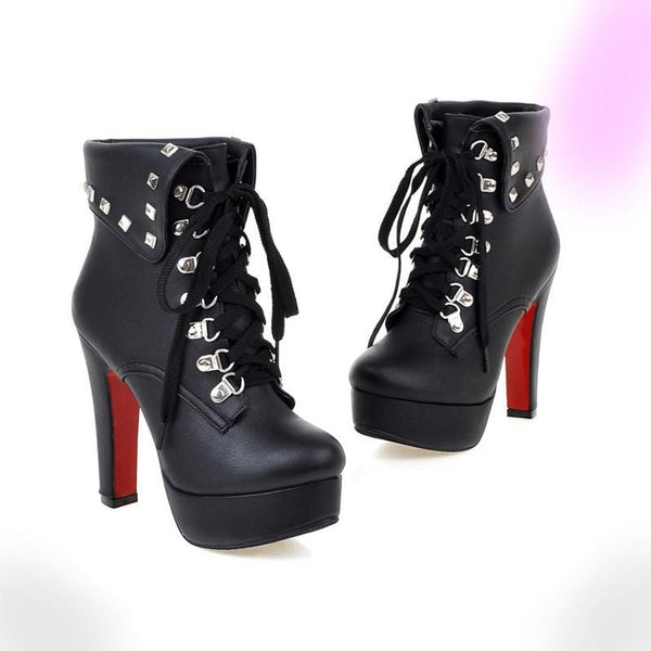 Fifi Lace Up Heel Boots Gothic Babe Co 