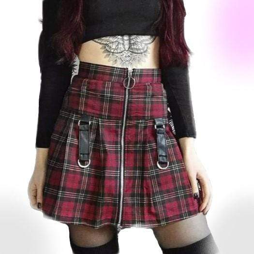 Gothic High Waist Belt Buckle Skirt - Gothic Babe Co