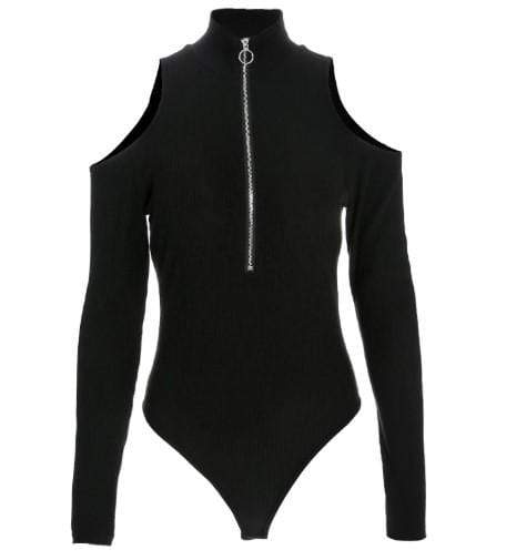 Gothic Long Sleeve Turtleneck Bodysuit - Gothic Babe Co