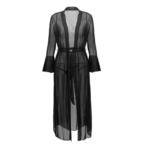 Gothic Sheer Black Mesh Robe - Gothic Babe Co