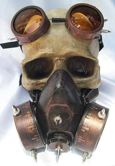 STEAMPUNK Nuclear Fall Out Spiked Respirator Gas Mask & Goggles ...