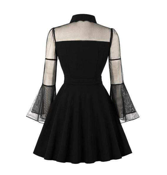 Gothic Flare Sleeve Draped Mini Dress - Gothic Babe Co