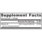Jarrow Formulas Vitamin D3 - 2500 IU (62.5 mcg)-100 softgels-N101 Nutrition