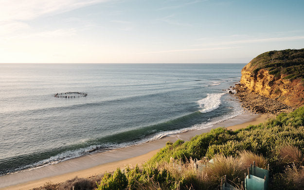 Dawn at Bells Beach, November 26, 2019. The National Day of Action to save the Great Australian Bight from becoming an oil field was a pivotal moment in coastal activism, starting a wider conversation. Photo Olliepop Media