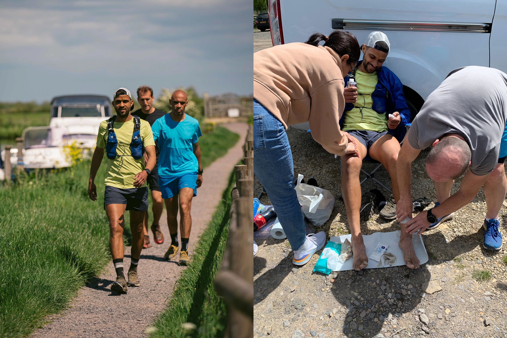 Left: Support is essential. Photo: Holly-Marie Cato  Right: So is foot care. Photo: Phil Young