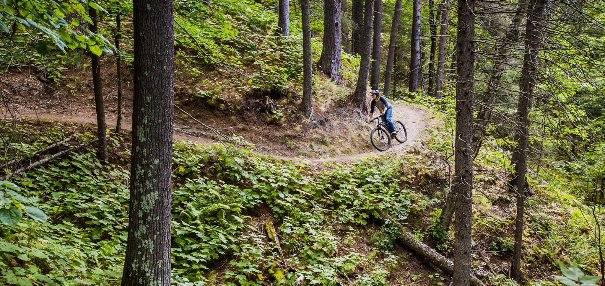 Names matter. Alexandera pedals through the greenery on the Akiing Anishinaabe trail, an Ojibwemowin name which translates to “Indigenous land,” in English. Duluth, Minnesota. Photo: Hansi Johnson