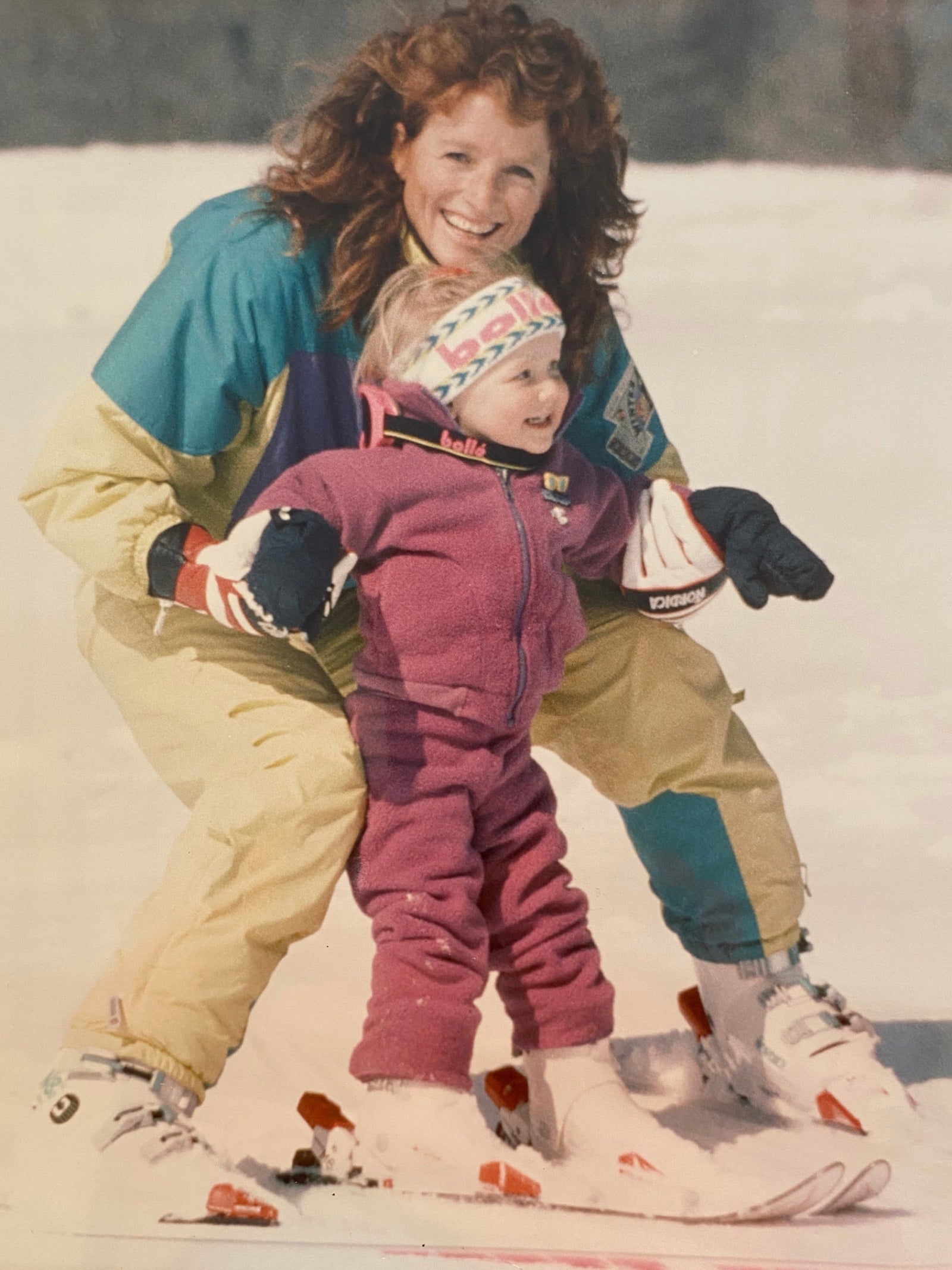 Straight from the Natasha Woodworth Archive Collection: a shoebox. Tasha’s mom, Viki Fleckenstein Woodworth (pictured), sent this photo of her and a young Tasha skiing in Vermont. Photo: Dad, aka Richie Woodworth. 