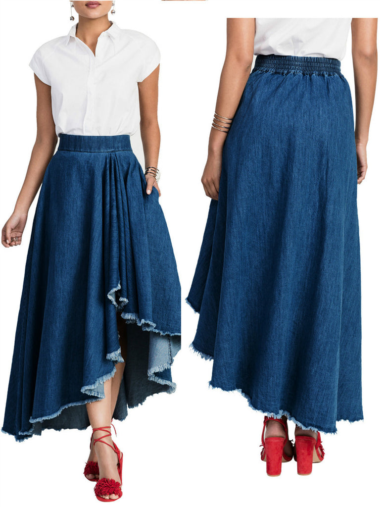 ankle length denim skirt