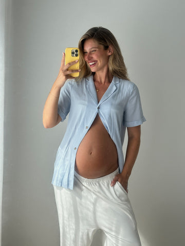 Maternity & Nursing Shirt (Pale Blue)