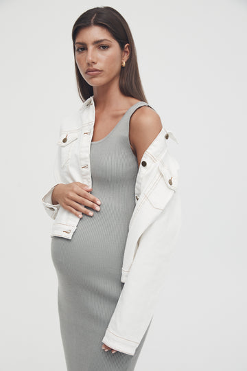 Brushed Knit Maternity + Postpartum Dress- Sage – One Hott Mamma Maternity