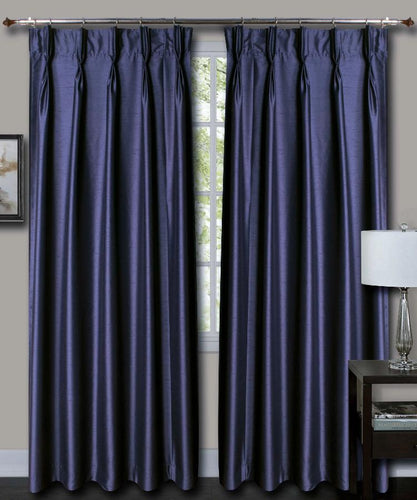 Select Top Width Length Dark Blue Faux Silk Dupioni Curtains With Lining Window Treatments Hardware Garden Curtains