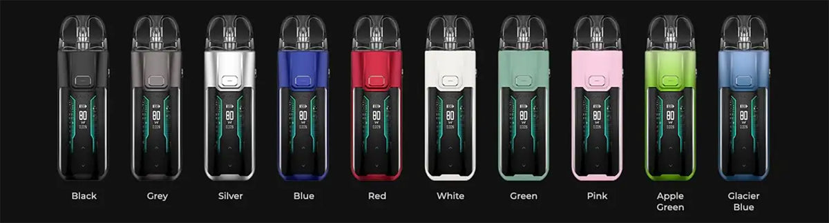 The Luxe XR Max pod kit by Vaporesso colour choices