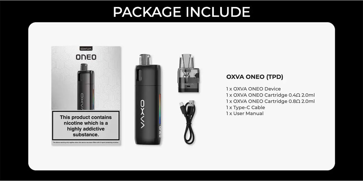 oxva oneo pod kit box contents