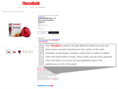 TheraBulb 250W NIR Bulb product listing provides key details on this zero EMF bulb.