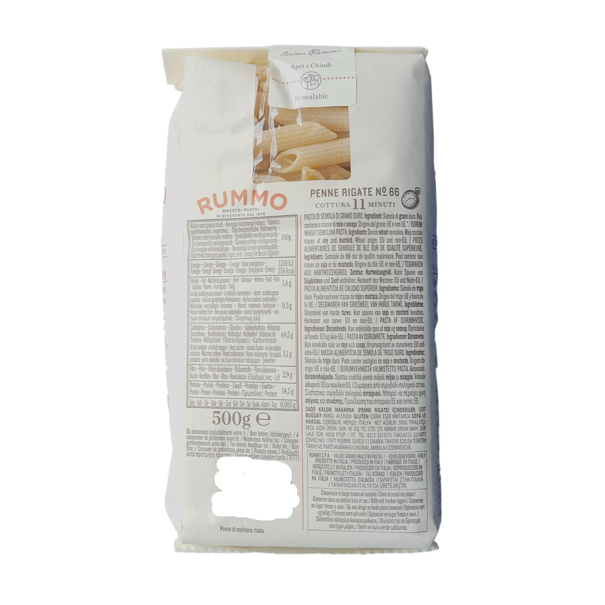 RUMMO PASTA GR 500 PENNE RIGATE N 66 – myDelibox