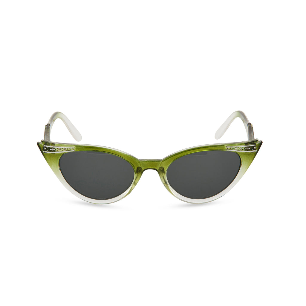 Betty Vintage 50s Style Cat Eye Sunglasses In Olive Green