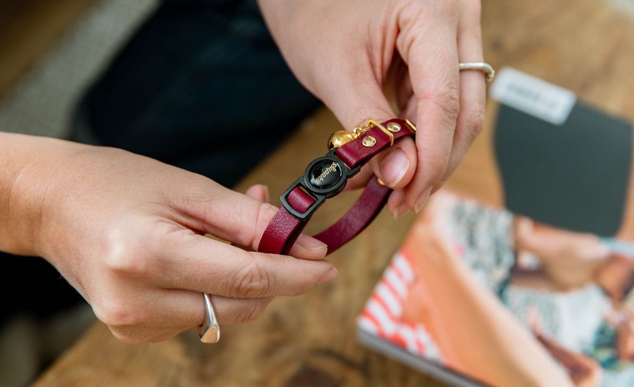 Woman holding one of the best cat collars by Supakit